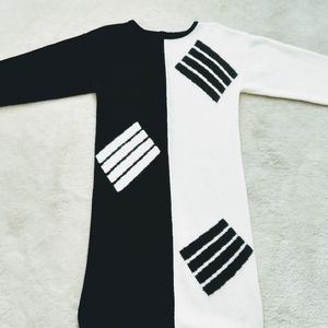 Black and White geometric knit dress